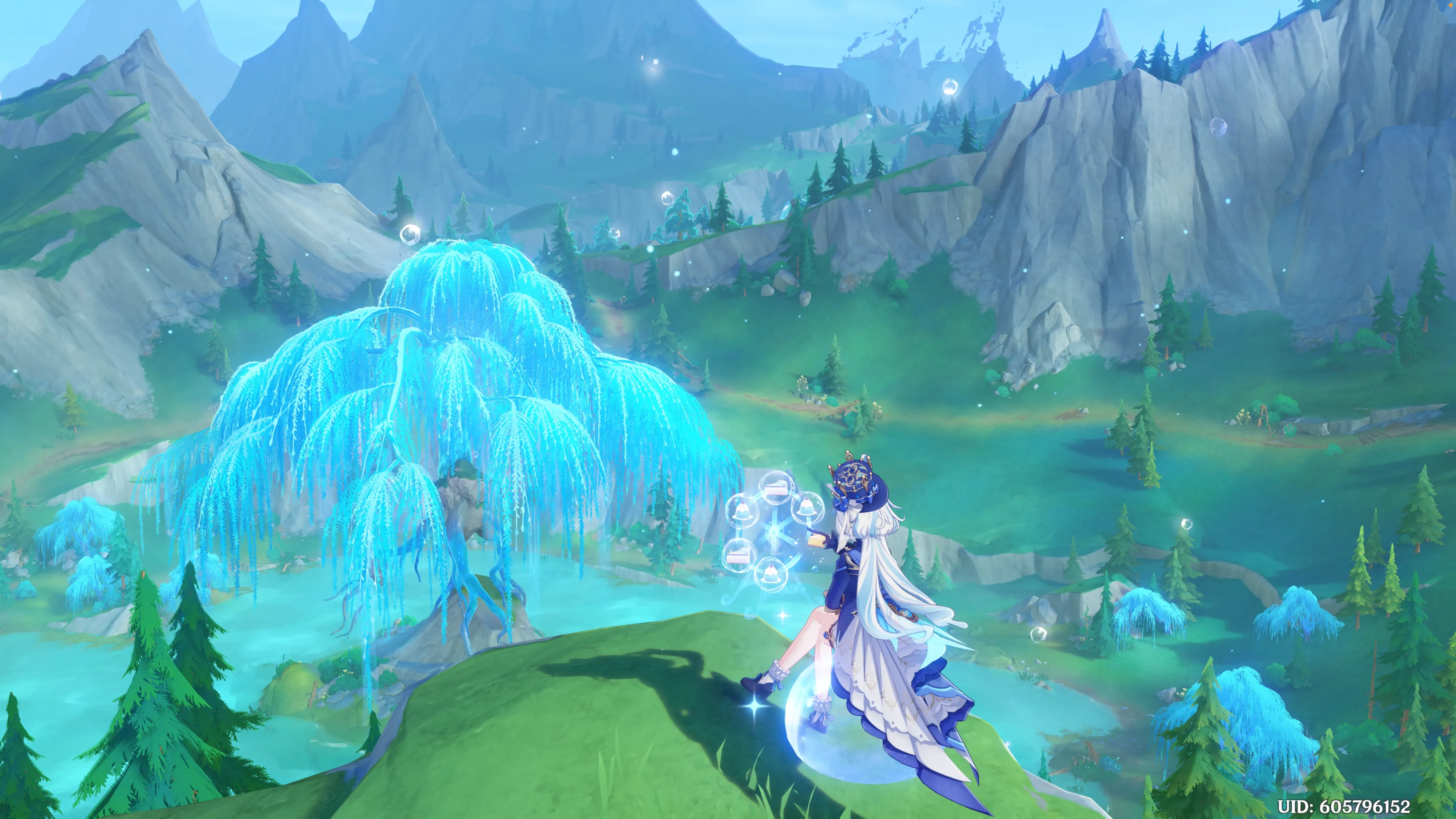 furina chilling by the weeping willow