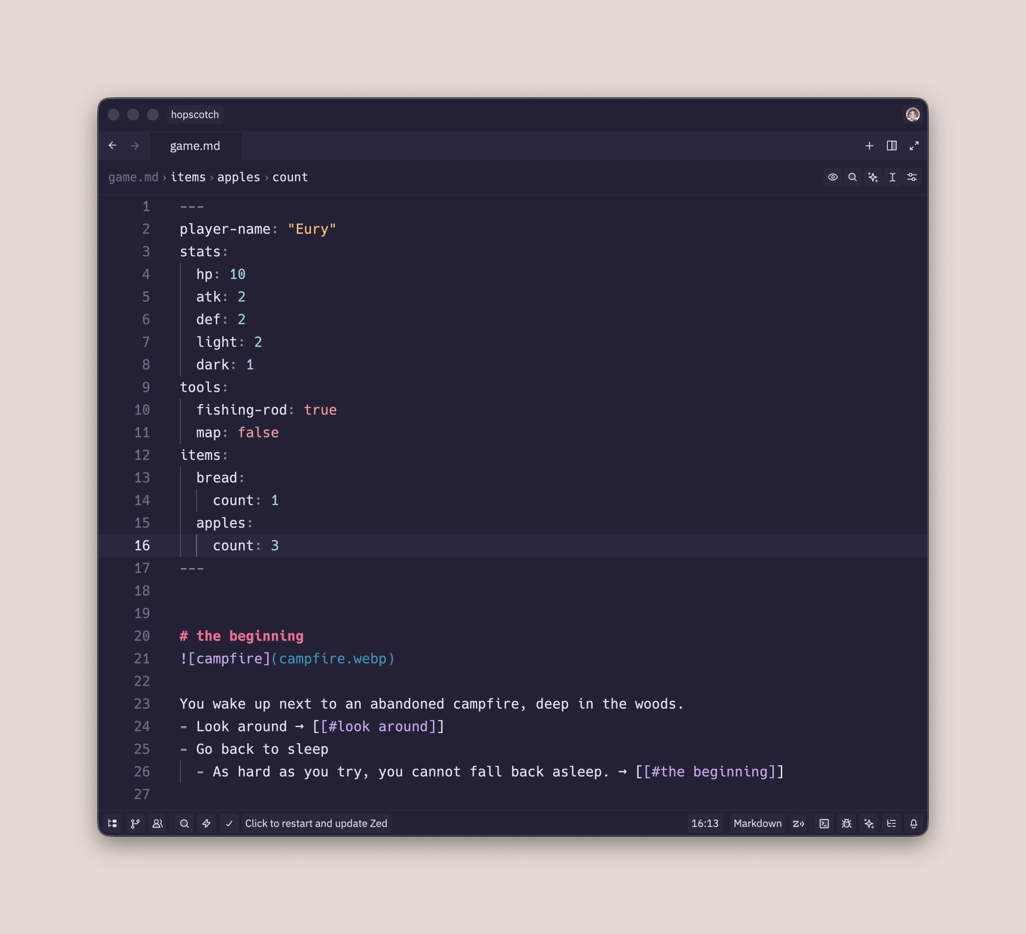 Screenshot of code editor